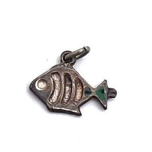 Vintage Women's Fish 3D Sterling Silver‎ Dangle Bracelet Charm Necklace Pendant